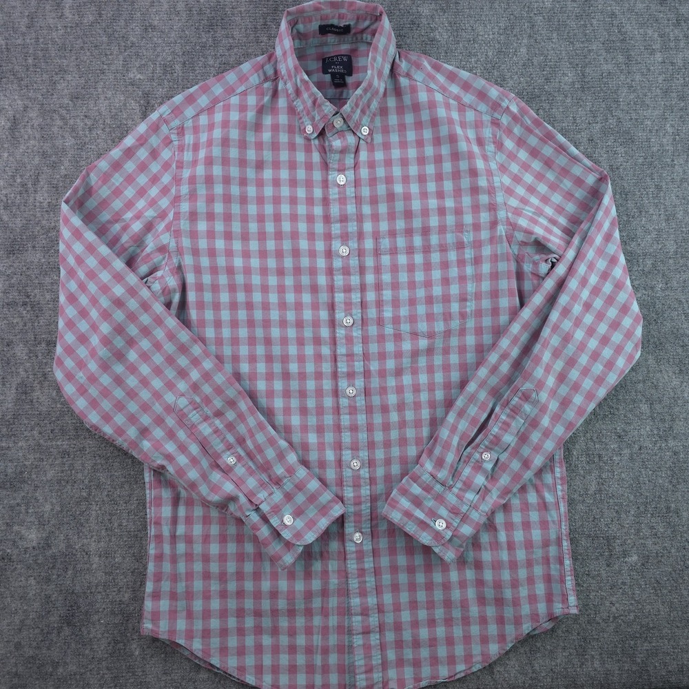 J Crew Flex Washed Shirt‎ Small Classic Red Blue Plaid Long Sleeve Button Down
